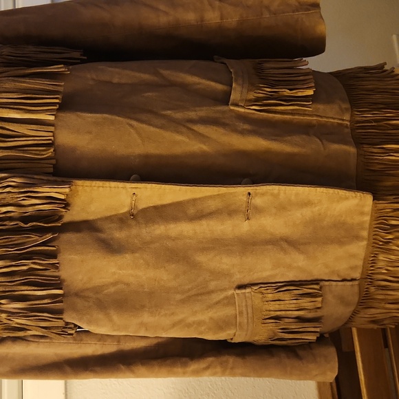 Taupe Suede Jacket with Fringe - Picture 3 of 5